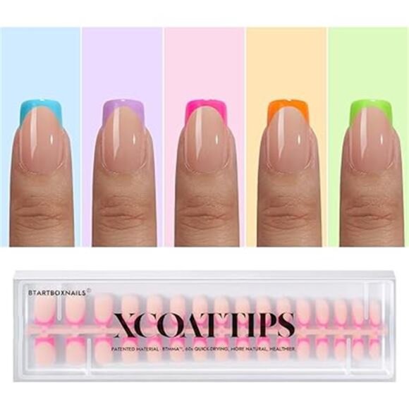 Summer Press on Nails - French Tip Nails 160pcs Short Square Nail Tips, Brighter - Picture 7 of 7